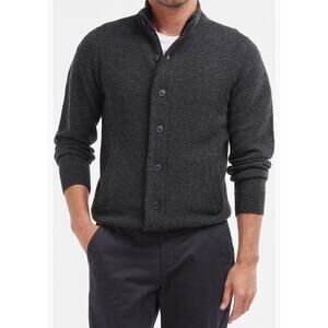 Barbour Elbow Patch Cardigan Grey Medium